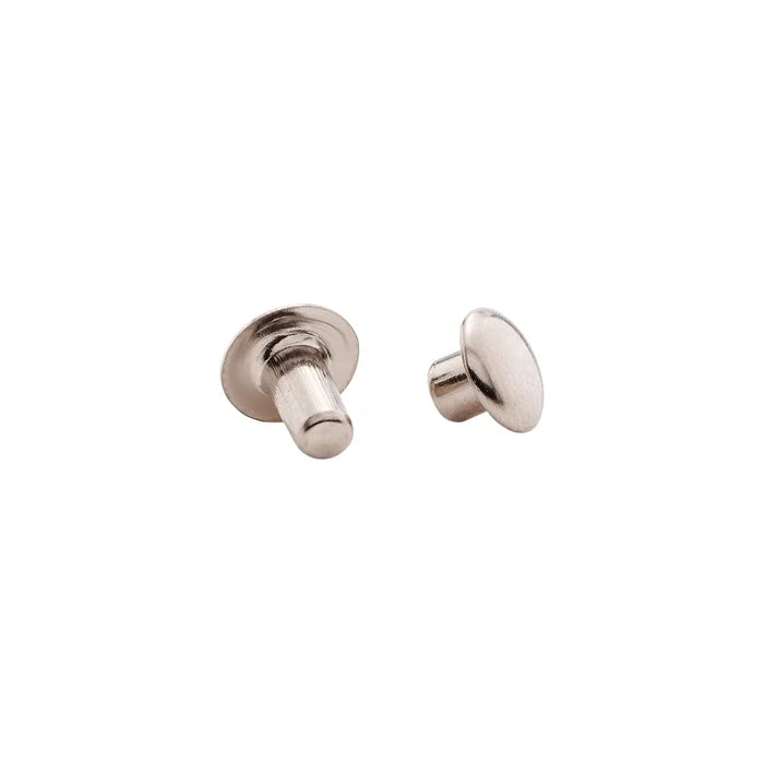 7mm Nickel, Single Cap Jiffy Rivets, Solid Brass-100ct
