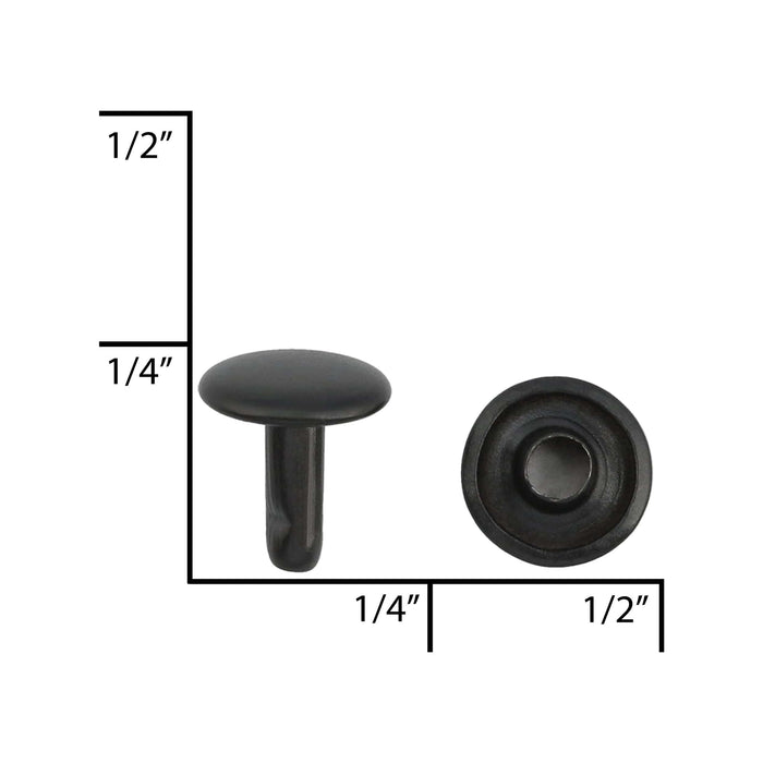 Ohio Travel Bag 7mm Black, Double Cap Jiffy Rivets, Steel, #A-313-BLK A-313-BLK