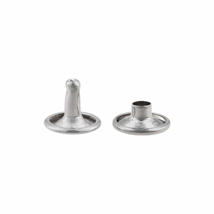 Ohio Travel Bag Fasteners 7mm-Nickel, Double Cap Jiffy Rivets, Steel, #A-312-NP A-312-NP