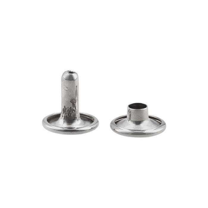 Ohio Travel Bag Fasteners 7mm Nickel, Double Cap Jiffy Rivets, Steel, #A-313-NP A-313-NP