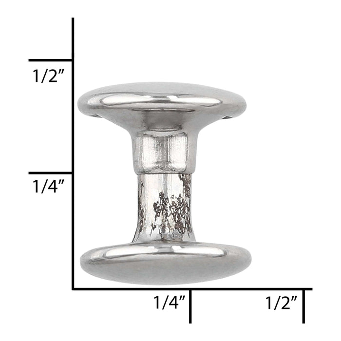 Ohio Travel Bag Fasteners 7mm Nickel, Double Cap Jiffy Rivets, Steel, #A-313-NP A-313-NP