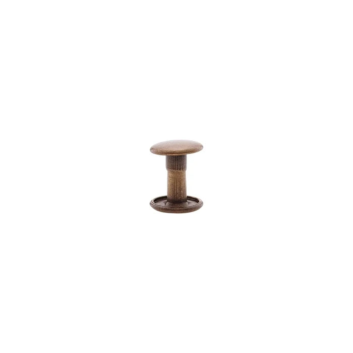 9mm Antique Brass, Double Cap Jiffy Rivet, Solid Brass-100ct