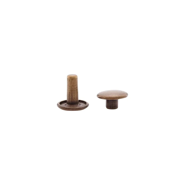 9mm Antique Brass, Double Cap Jiffy Rivet, Solid Brass-100ct