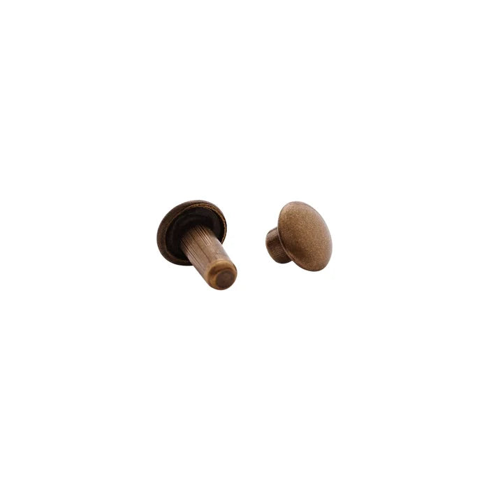 9mm Antique Brass, Double Cap Jiffy Rivets, Solid Brass-100ct