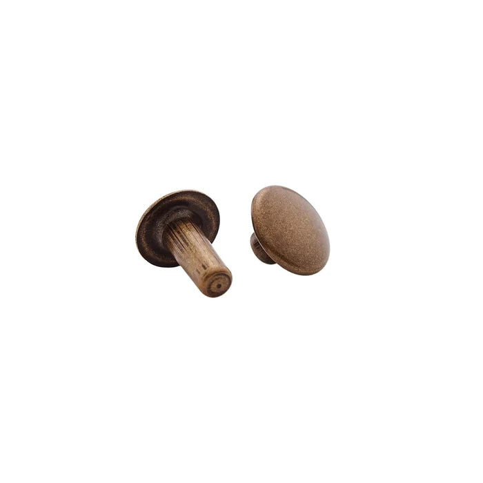 9mm Antique Brass, Single Cap Jiffy Rivet, Solid Brass- 100pk