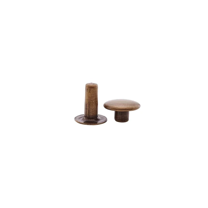 9mm Antique Brass, Single Cap Jiffy Rivet, Solid Brass- 100pk