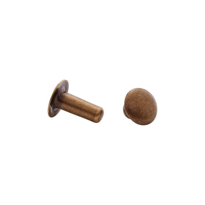 9mm Antique Brass, Single Cap Jiffy Rivets, Solid Brass-100ct