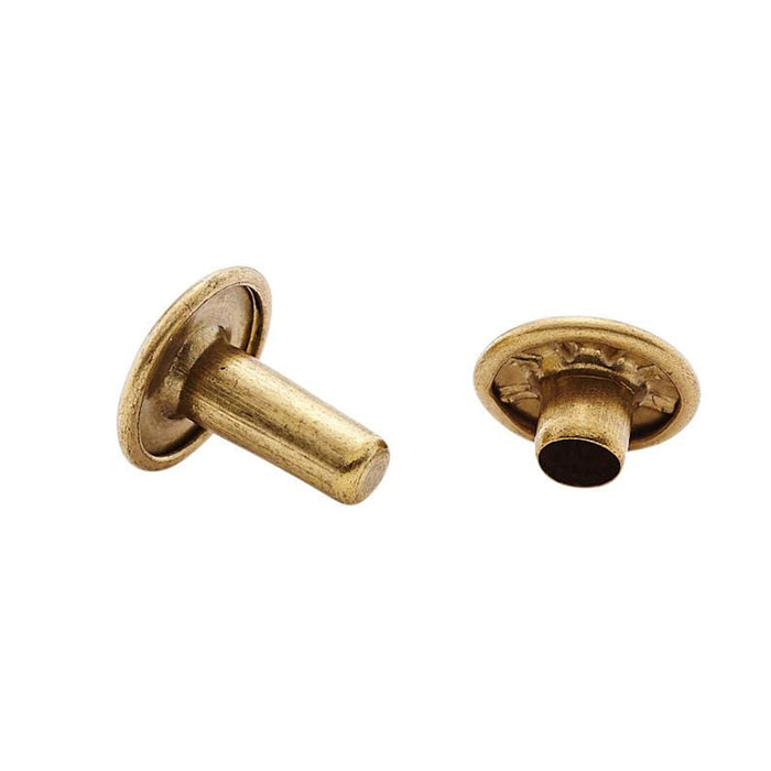 9mm Brass, Double Cap Jiffy Rivet, Solid Brass-100ct