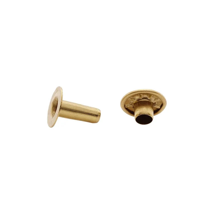 9mm Brass, Single Cap Jiffy Rivet, Solid Brass- 100pk