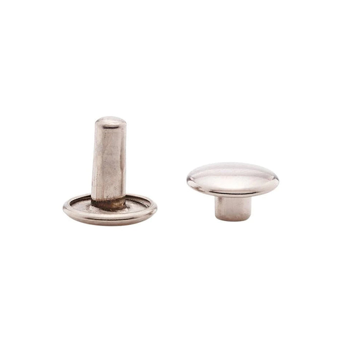 9mm Nickel, Double Cap Jiffy Rivet, Solid Brass-100ct