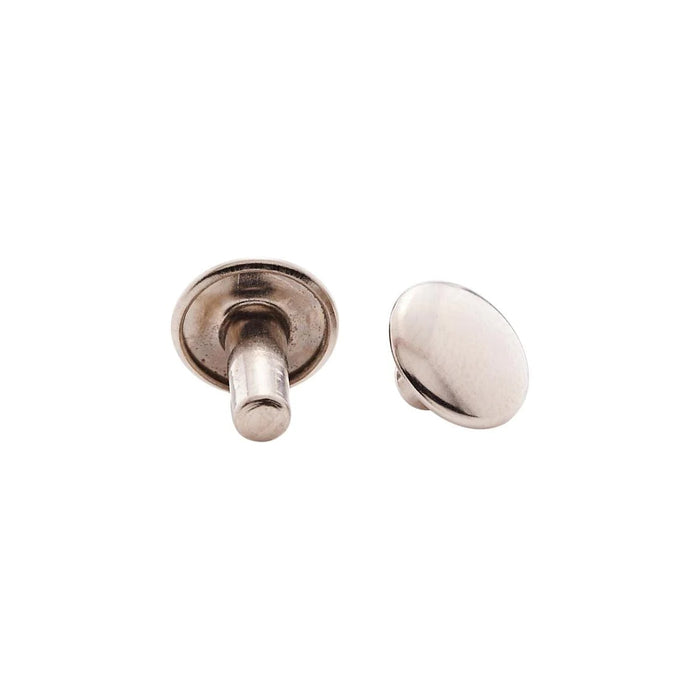 9mm Nickel, Double Cap Jiffy Rivet, Solid Brass-100ct