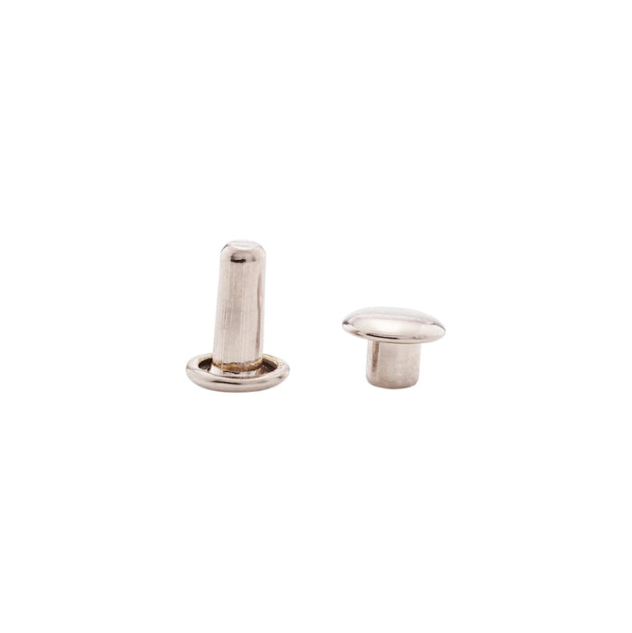 9mm Nickel, Double Cap Jiffy Rivets, Solid Brass-100ct