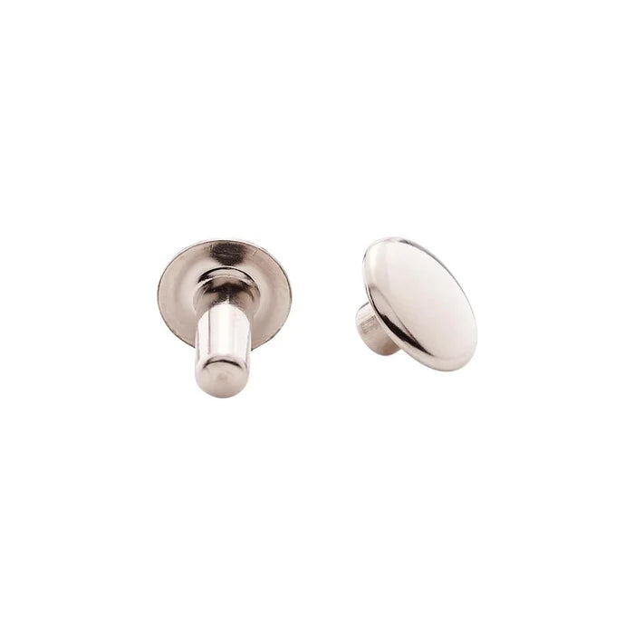 9mm Nickel, Single Cap Jiffy Rivet, Solid Brass- 100pk