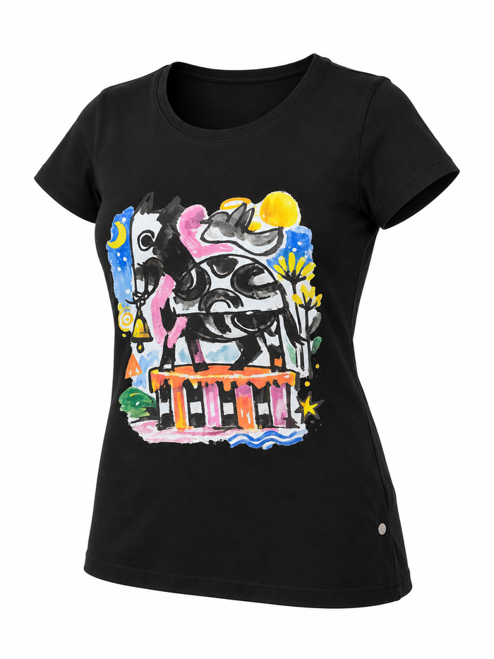 Artistic Cow Graphic T-Shirt
