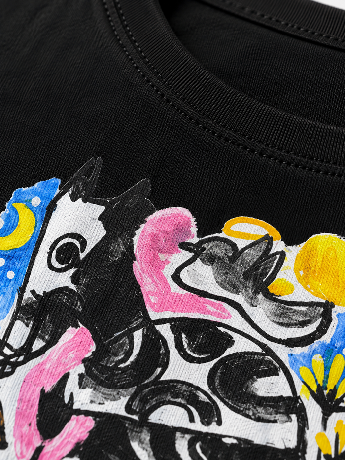 Artistic Cow Graphic T-Shirt