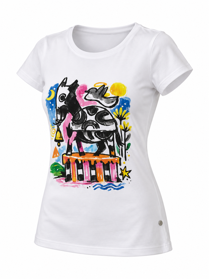 Artistic Cow Graphic T-Shirt