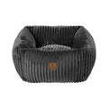 Ascher Plush Corduroy Square Pet Nest Bed - Dark Grey Charlie's Pet Products