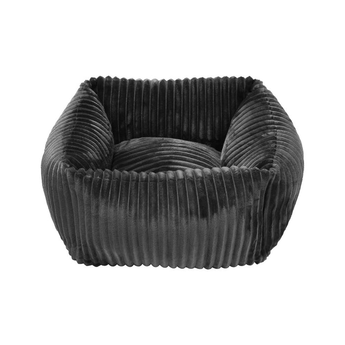 Ascher Plush Corduroy Square Pet Nest Bed - Dark Grey Charlie's Pet Products