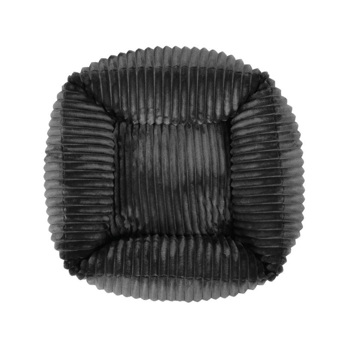 Ascher Plush Corduroy Square Pet Nest Bed - Dark Grey Charlie's Pet Products