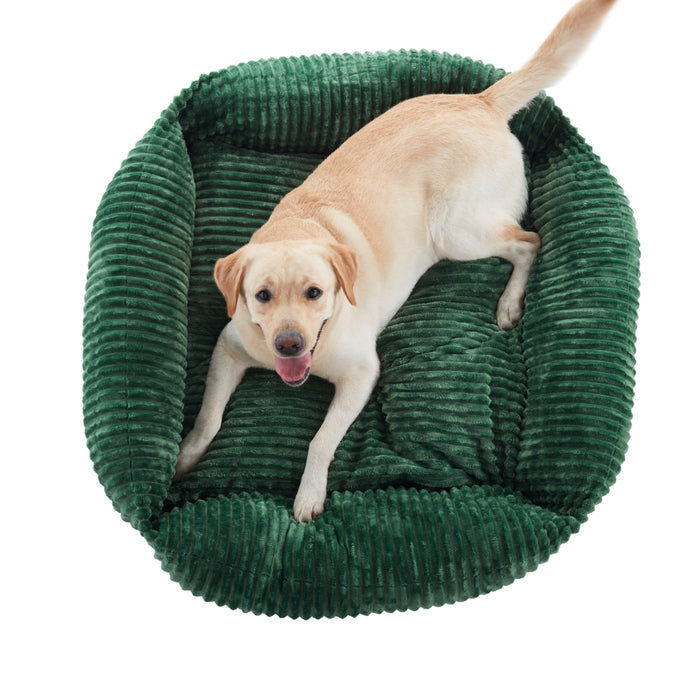 Ascher Plush Corduroy Square Pet Nest Bed - Eden Green Charlie's Pet Products