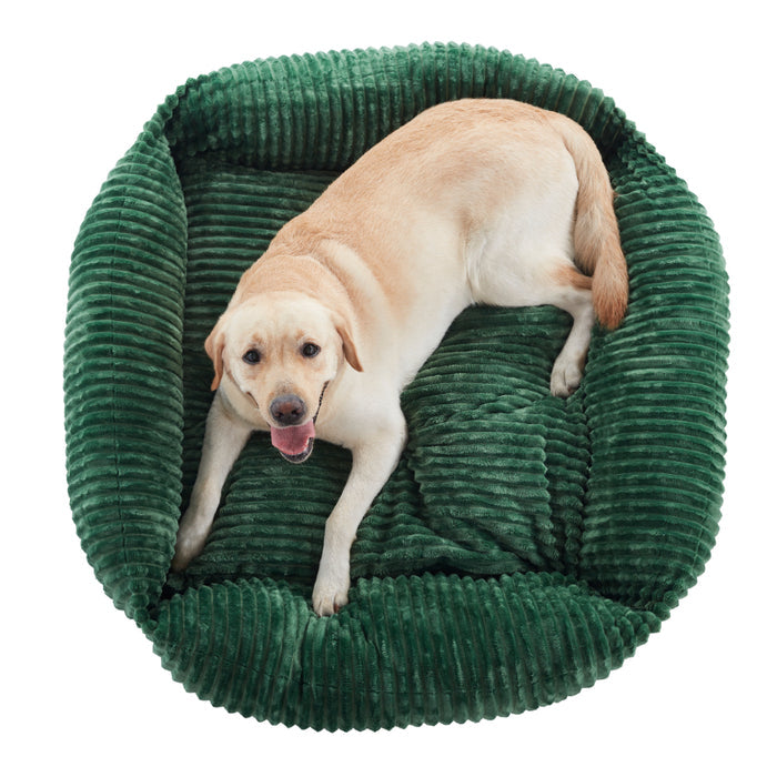 Ascher Plush Corduroy Square Pet Nest Bed - Eden Green Charlie's Pet Products