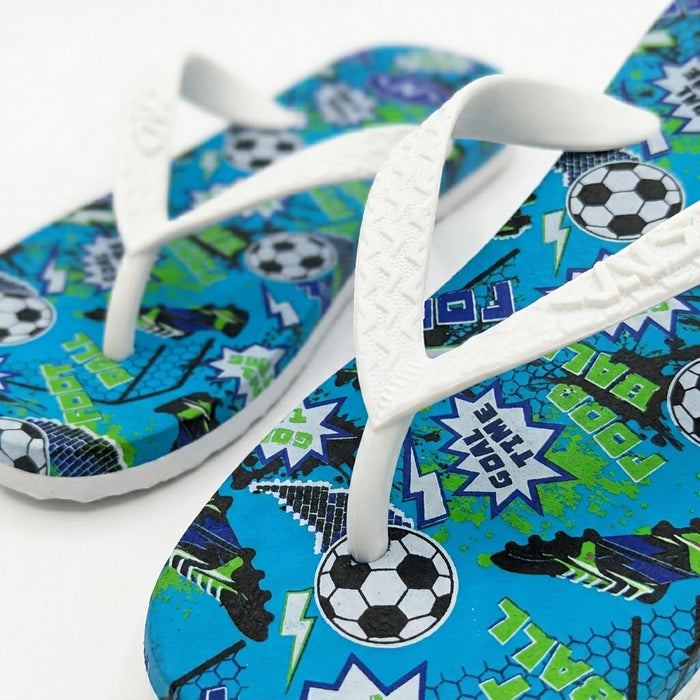 Boys Football Print Flip Flop Slipper With Straps