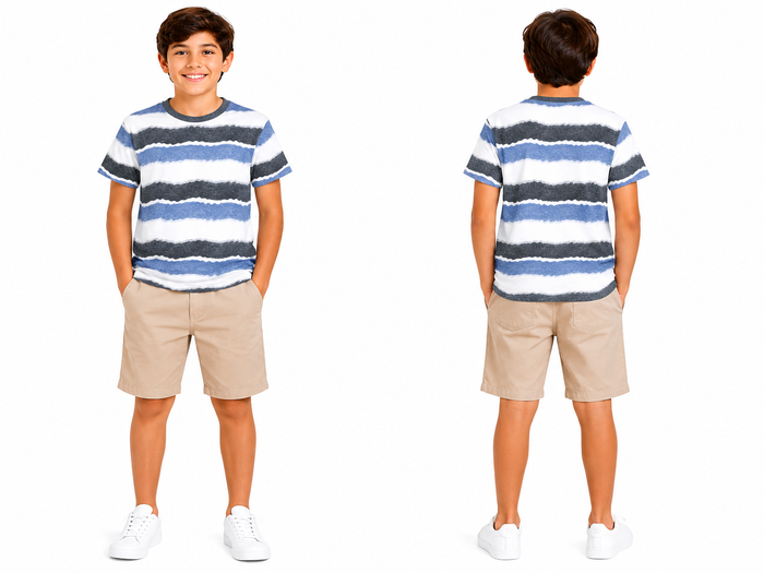 Boys Wavy Stripe Printed T Shirt