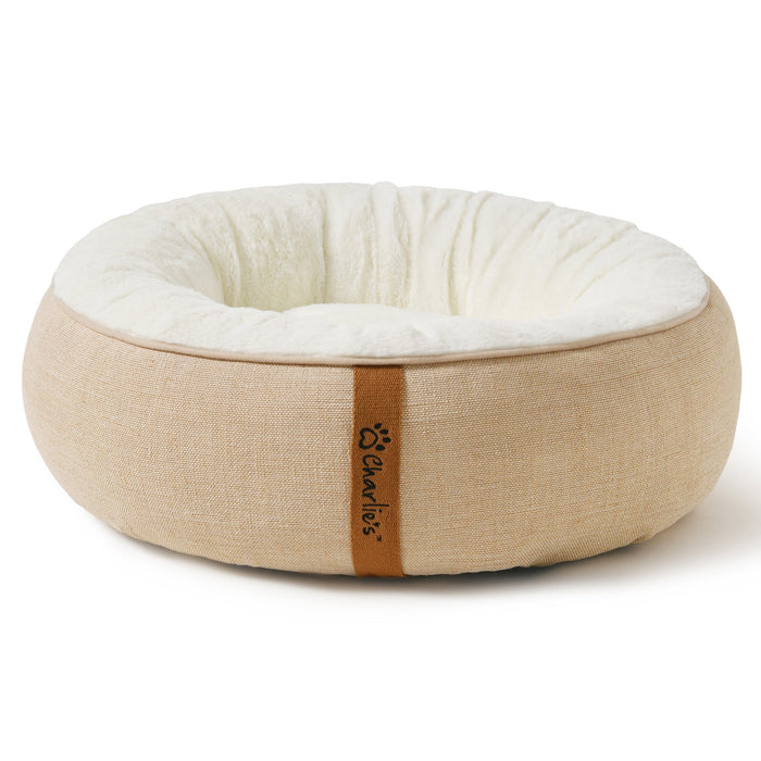 Camden Cotton Jute Plush Round Dog Bed Charlie's Pet