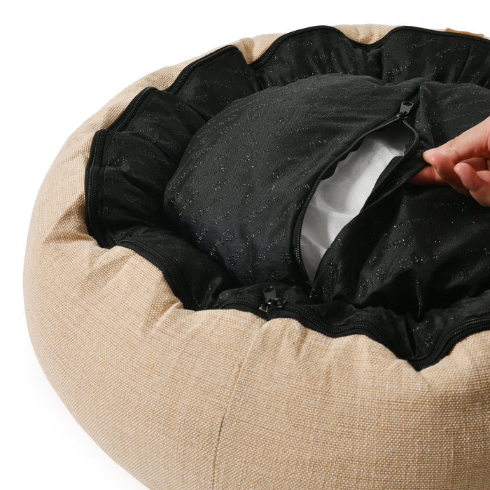 Camden Cotton Jute Plush Round Dog Bed Charlie's Pet