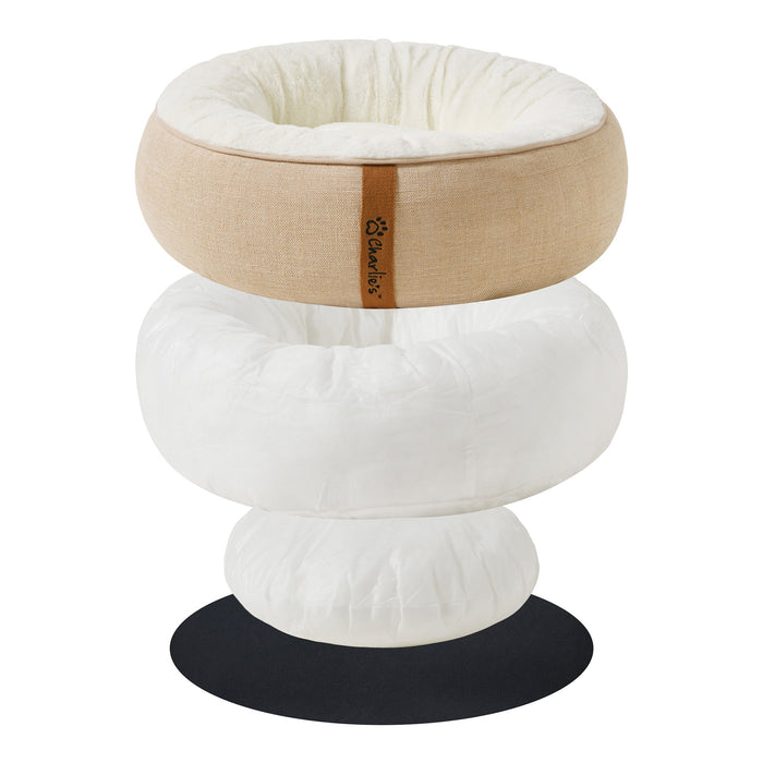 Camden Cotton Jute Plush Round Dog Bed Charlie's Pet