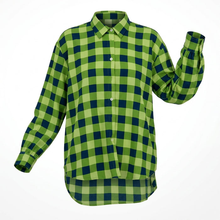 Casual And Check Button Front Long Sleeve Shirt