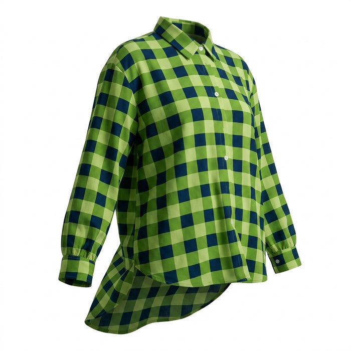 Casual And Check Button Front Long Sleeve Shirt