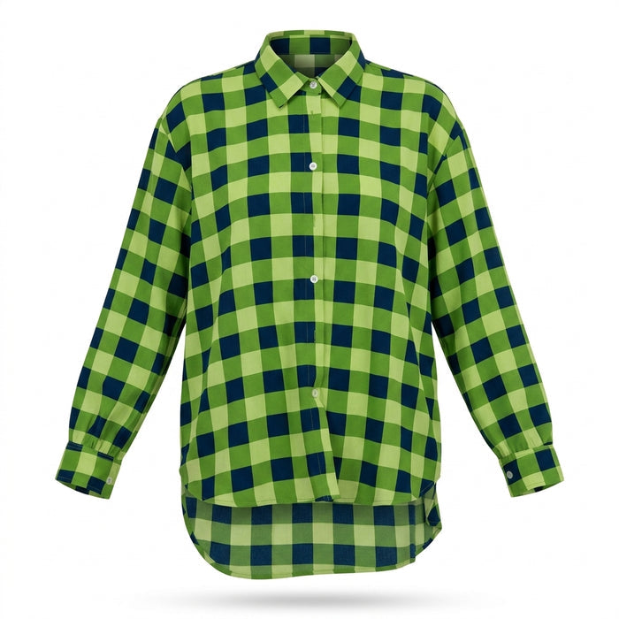 Casual And Check Button Front Long Sleeve Shirt