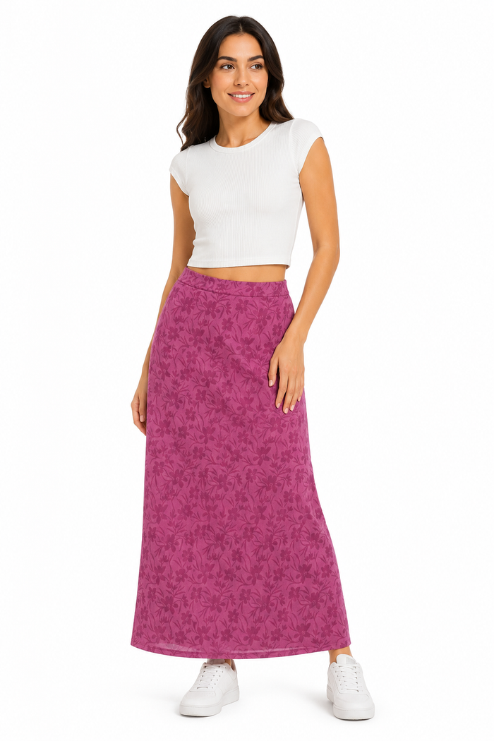 Casual Floral Mesh Maxi Skirt