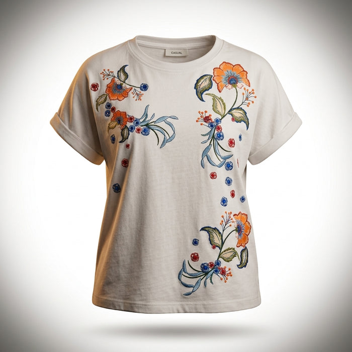 Casual Floral Print Short Sleeve T Shirt