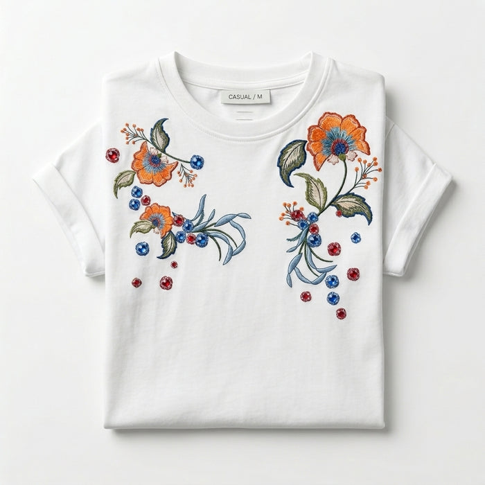Casual Floral Print Short Sleeve T Shirt