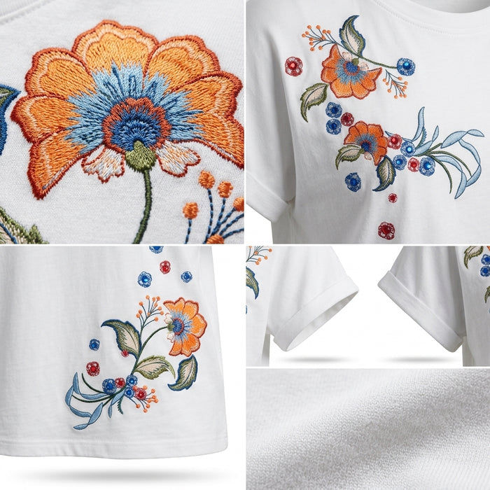 Casual Floral Print Short Sleeve T Shirt