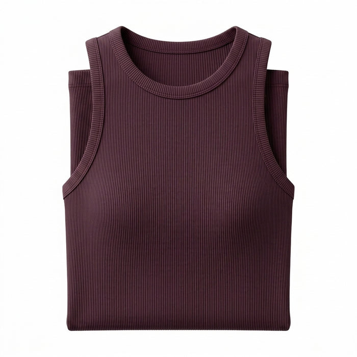 Casual Ribbed Sleeveless Tank Top