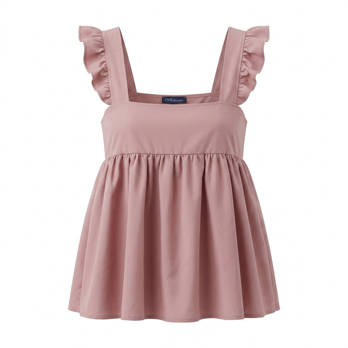 Casual Sleeveless Peplum Top With Ruffle Strap