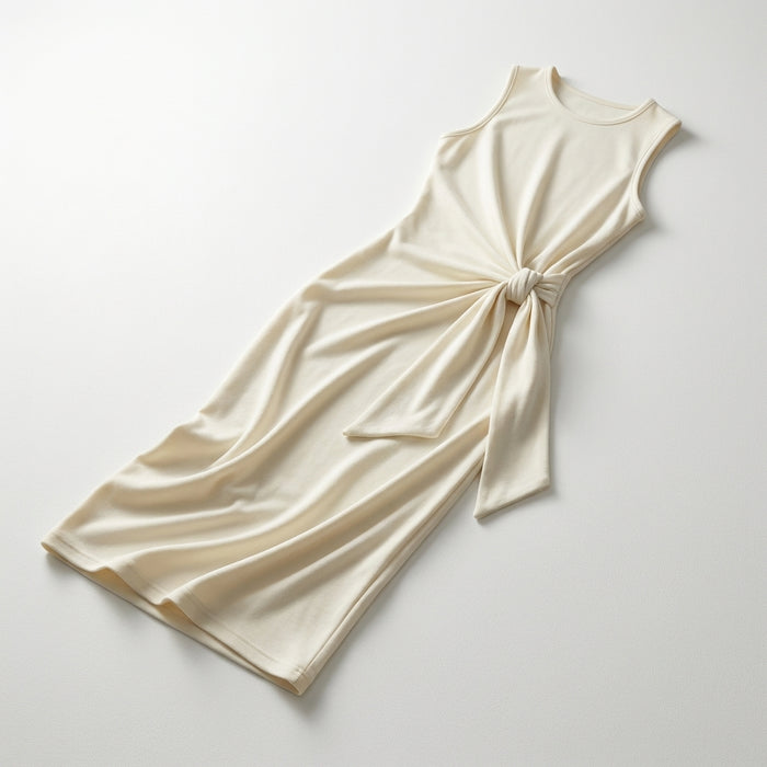 Casual Sleeveless Side Tie Midi Dress