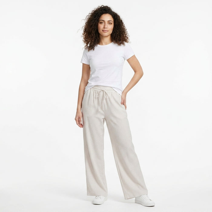 Casual Stripe Elastic Waist Wide Leg Pants
