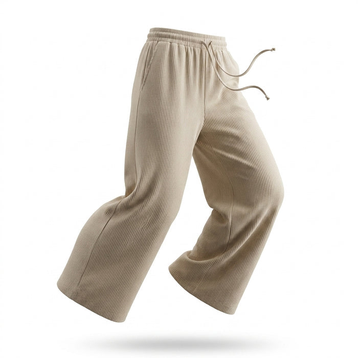 Casual Stripe Elastic Waist Wide Leg Pants