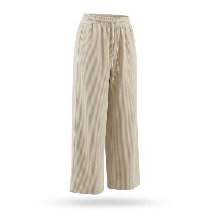 Casual Stripe Elastic Waist Wide Leg Pants