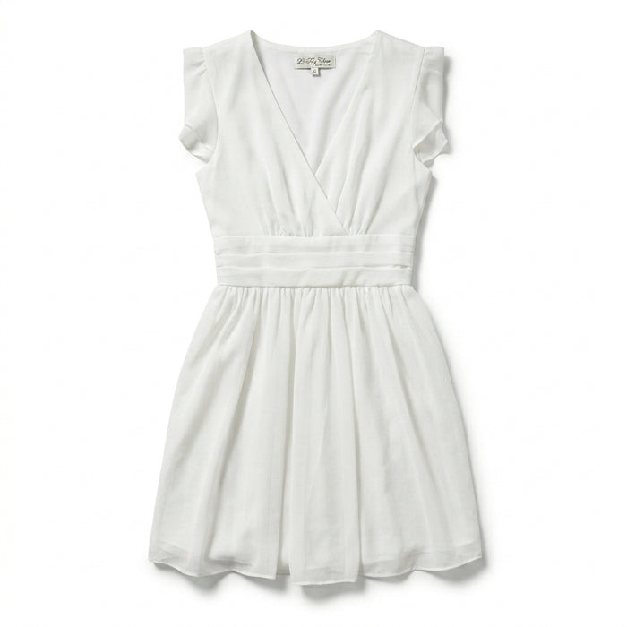 Casual V Neck Puff Sleeve Mini Dress