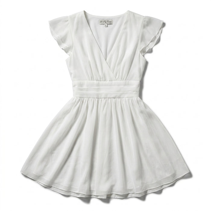 Casual V Neck Puff Sleeve Mini Dress
