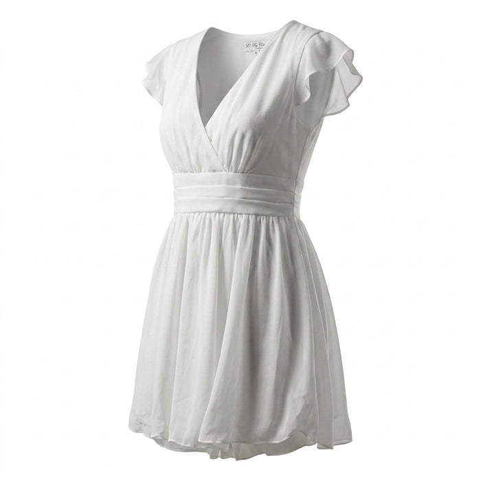 Casual V Neck Puff Sleeve Mini Dress