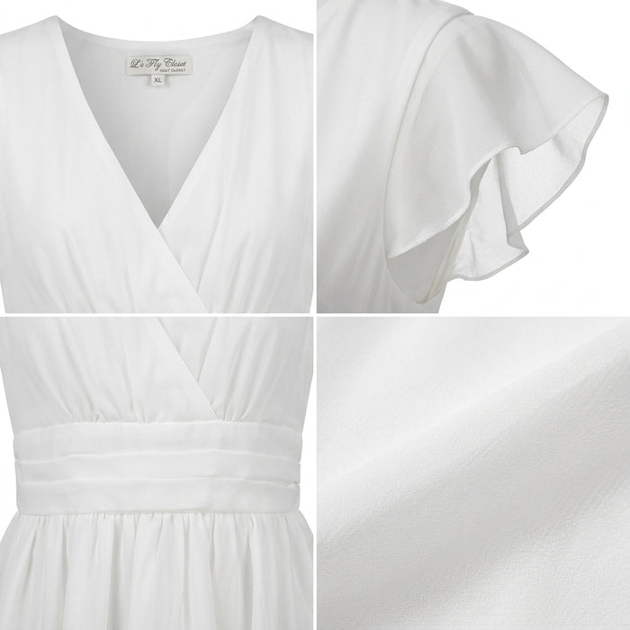Casual V Neck Puff Sleeve Mini Dress