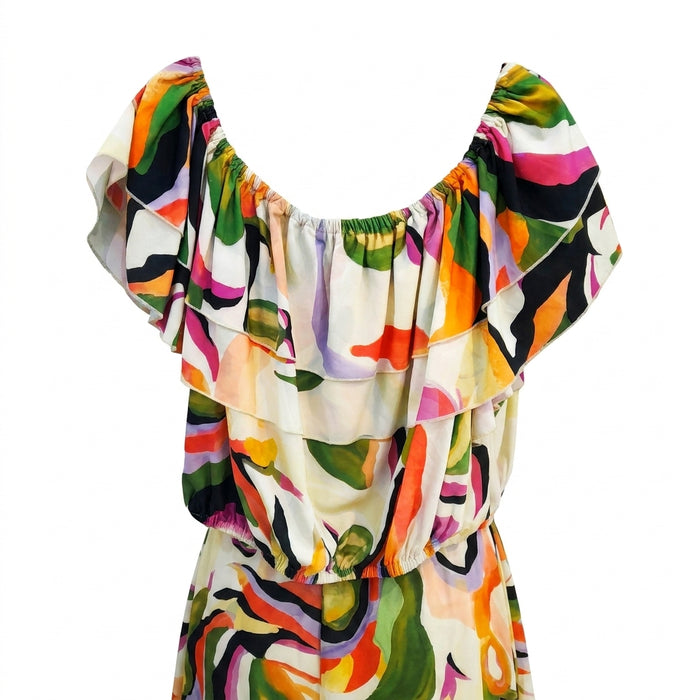 Casual Wear Women Abstract Print Off Shoulder Blouse
