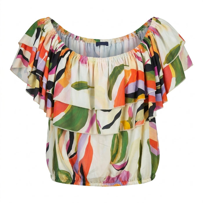 Casual Wear Women Abstract Print Off Shoulder Blouse