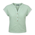 Casual Wear Women Lace Trim Henley Top